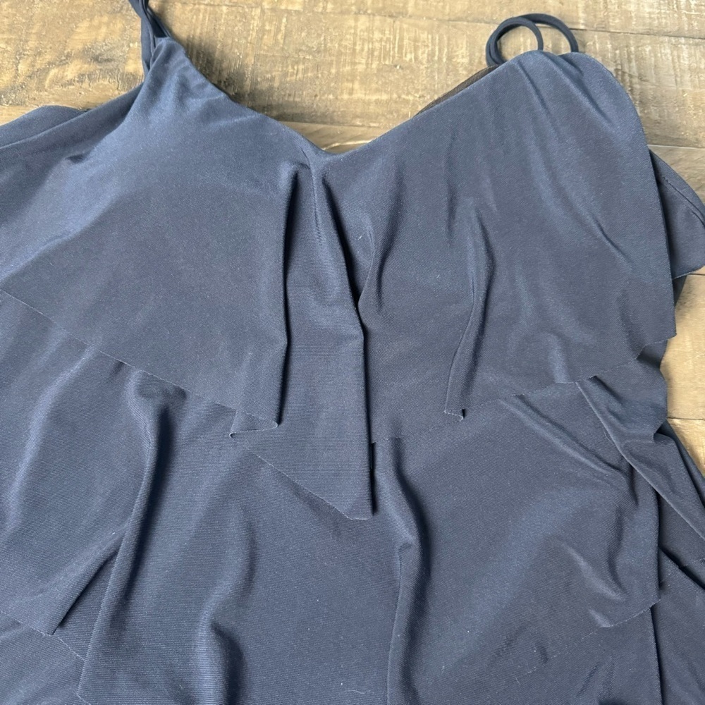 Magicsuit Rita Tiered Layered Slimming Tankini Top Navy Blue Size 16 - Picture 2 of 7